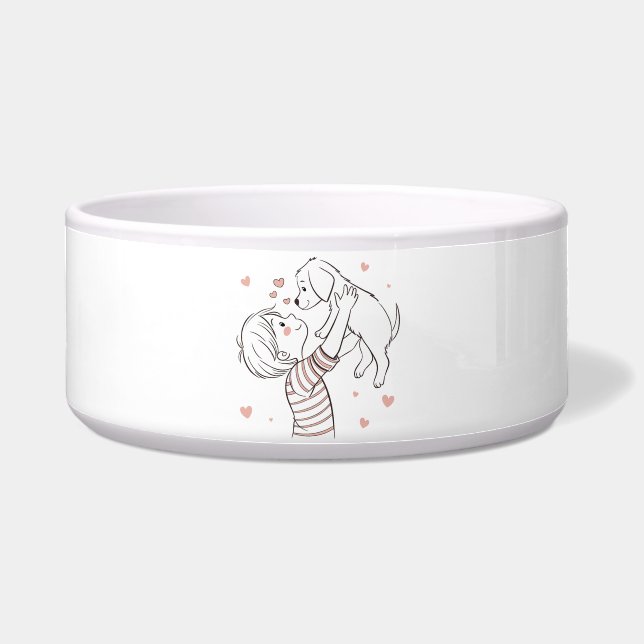 Cute Puppy with Happy Kid Cartoon (Front)