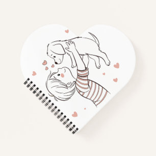 Cute Puppy with Happy Kid Cartoon Notebook