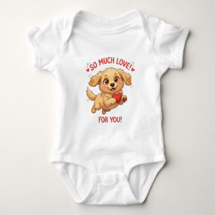 Cute Puppy with Heart Illustration Baby Bodysuit