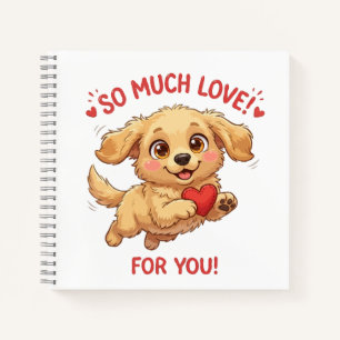 Cute Puppy with Heart Illustration Notebook