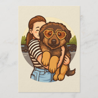 Cute Puppy with Heart Sunglasses  Invitation