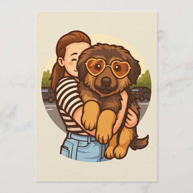 Cute Puppy with Heart Sunglasses  Invitation (Front)