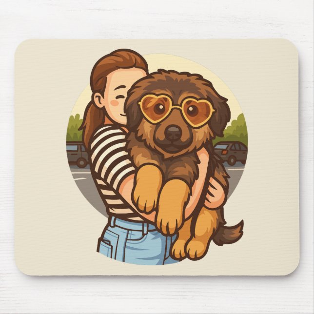 Cute Puppy with Heart Sunglasses  Mouse Mat (Front)