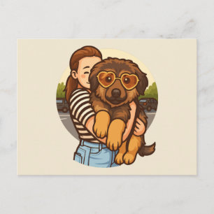 Cute Puppy with Heart Sunglasses  Postcard