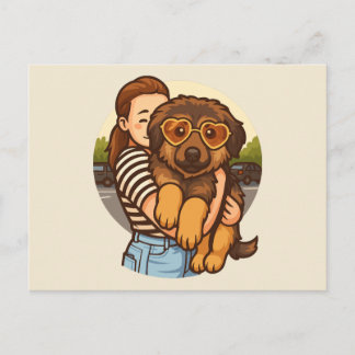 Cute Puppy with Heart Sunglasses  Postcard