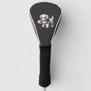 Cute Puppy with Slipper Shirt Dark Humour Dog Love Golf Head Cover