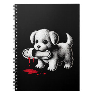 Cute Puppy with Slipper Shirt Dark Humour Dog Love Notebook