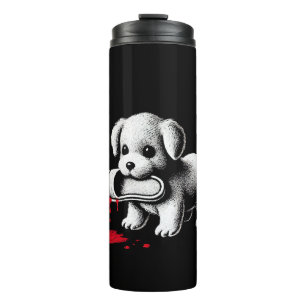 Cute Puppy with Slipper Shirt Dark Humour Dog Love Thermal Tumbler