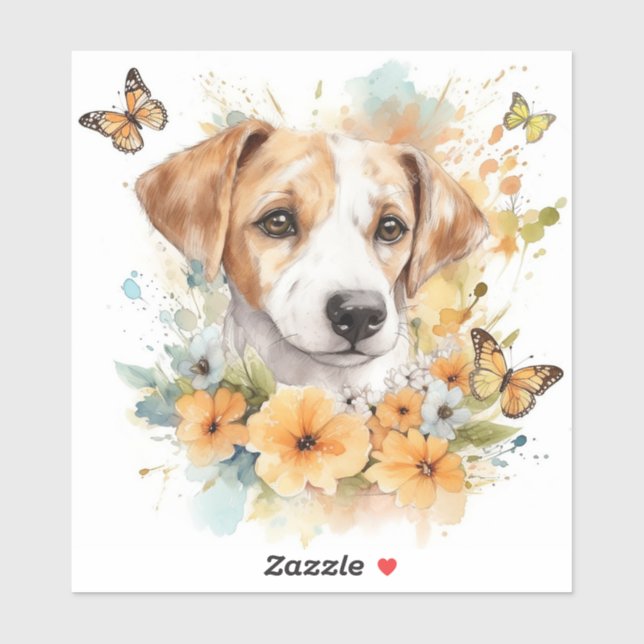 Cute Puppy with Spring Flowers (Sheet)