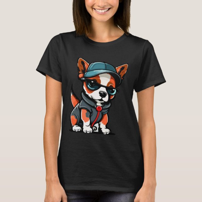 Cute Puppy With Sunglasses  2 T-Shirt (Front)