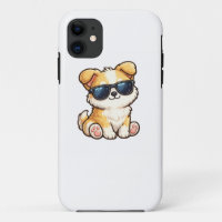 Cute Puppy with Sunglasses Kawaii Design