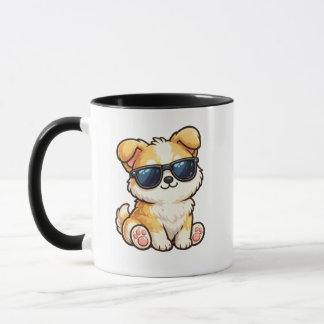 Cute Puppy with Sunglasses Kawaii Design Mug