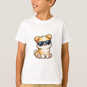Cute Puppy with Sunglasses Kawaii Design T-Shirt