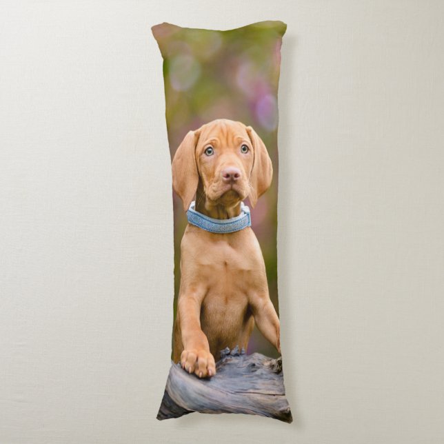 Cute puppyeyed Hungarian Vizsla Dog Puppy Photo _. Body Cushion (Front Vertical)