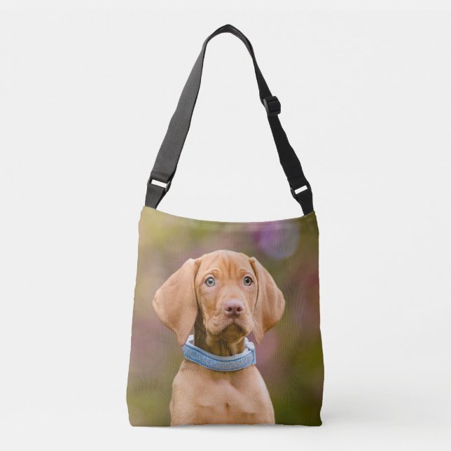 Cute puppyeyed Hungarian Vizsla Dog Puppy Photo // Crossbody Bag (Front)