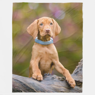 Cute puppyeyed Hungarian Vizsla Dog Puppy Photo __ Fleece Blanket