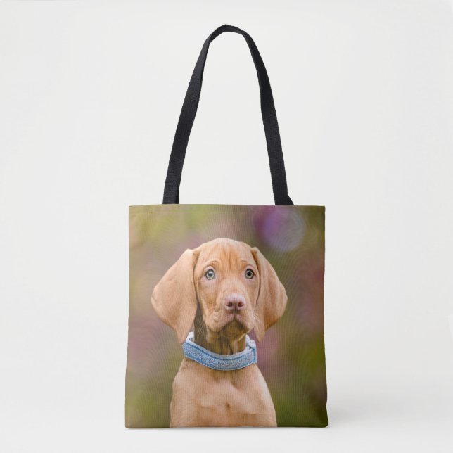 Cute puppyeyed Hungarian Vizsla Dog Puppy Photo - Tote Bag (Front)