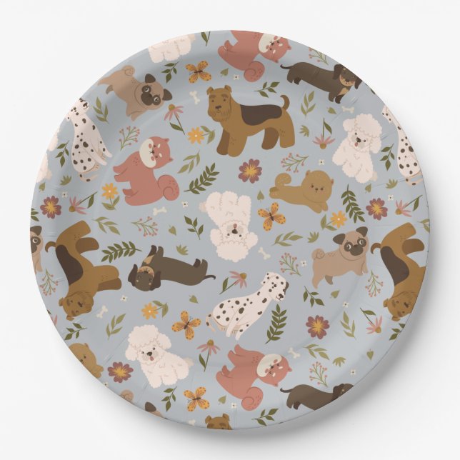 Cute Pups Paper Plate (Front)