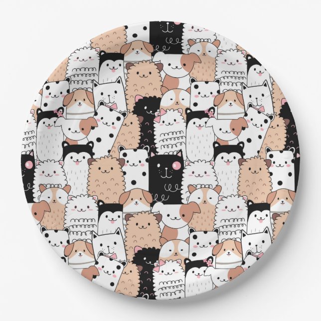 Cute Pups Paper Plate (Front)