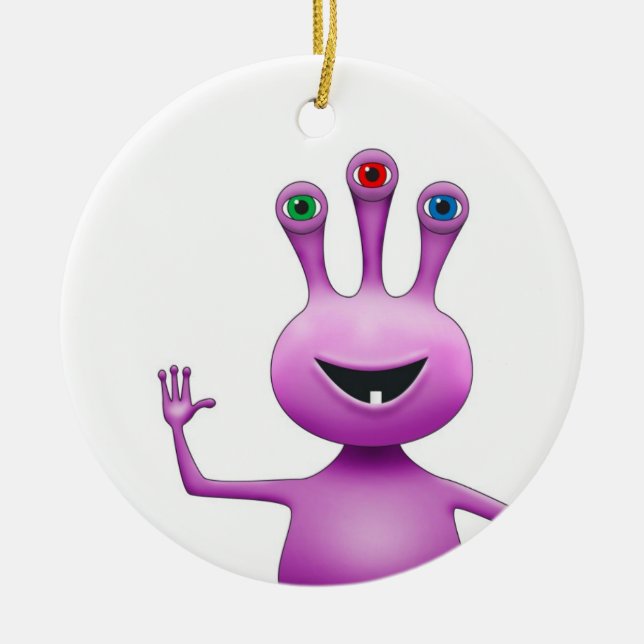 Cute Purple Alien Ornament (Front)
