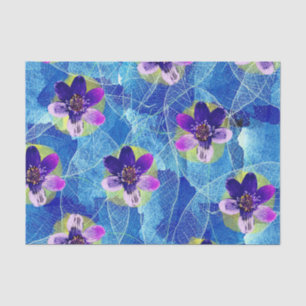 Cute Purple and Blue Artistic Floral Pattern Tissue Paper