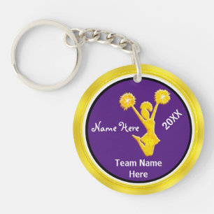 Cute Purple and Gold, Cheer Keychains PERSONALIZED