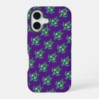 Cute Purple and Green Nautical Sea Turtle Pattern 
