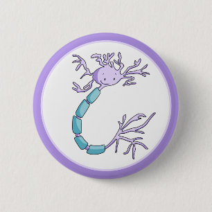 Cute Purple and Green Neuron Cell Illustrated 6 Cm Round Badge