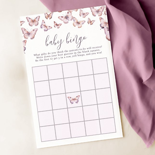 Cute Purple and Pink Butterfly Baby Bingo Game (Creator Uploaded)