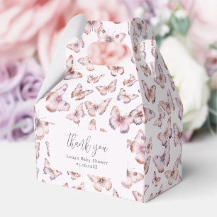 Cute Purple and Pink Butterfly Baby Shower Gable Favour Box