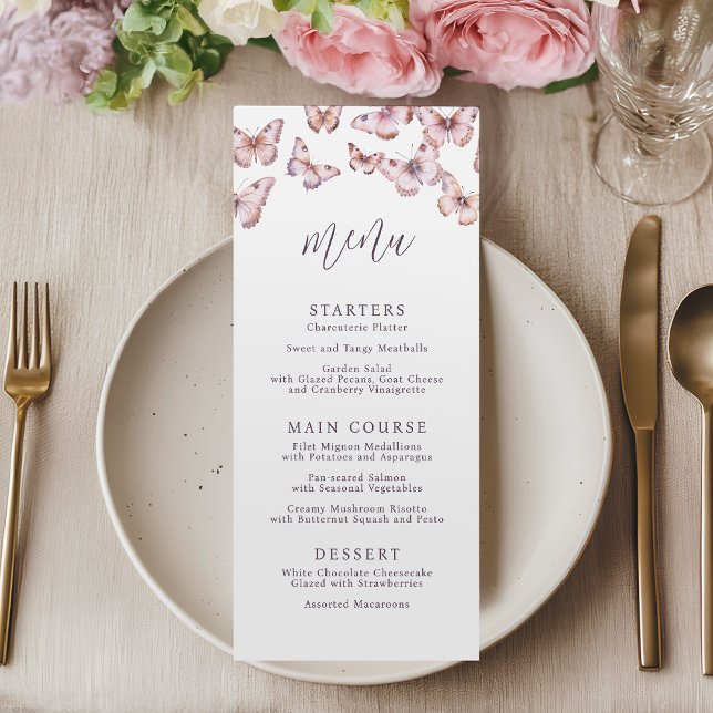 Cute Purple and Pink Butterfly Baby Shower Menu (Creator Uploaded)