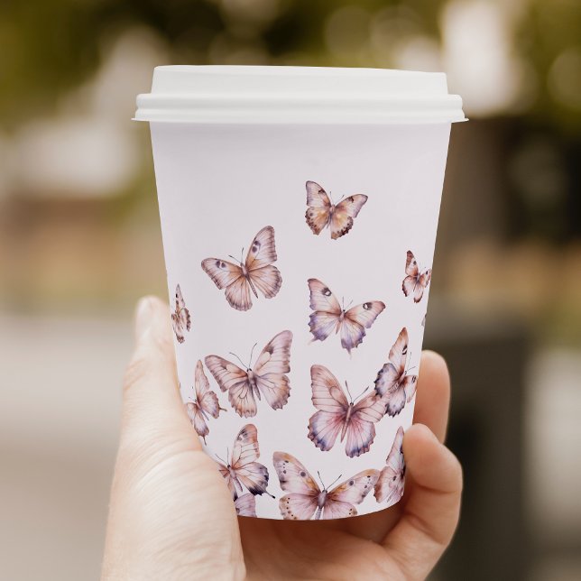 Cute Purple and Pink Butterfly Baby Shower Paper Cups (Creator Uploaded)