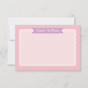 Cute Purple and Pink Polka Dot Personalised Name Card