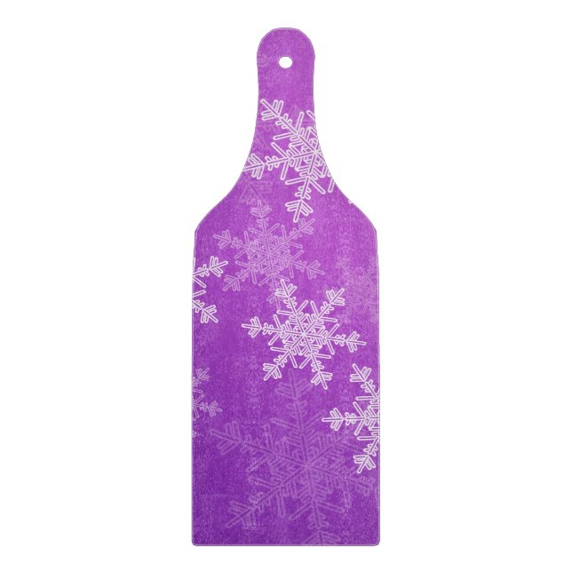 Cute purple and white Christmas snowflakes Cutting Board (Front)