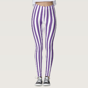 Cute Purple and White Vertical Stripes Leggings
