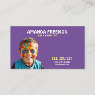 Cute Purple and Yellow Face Painter Business Card