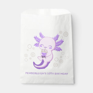 Cute Purple Axolotl Bubble Boba Tea Birthday Party Favour Bags