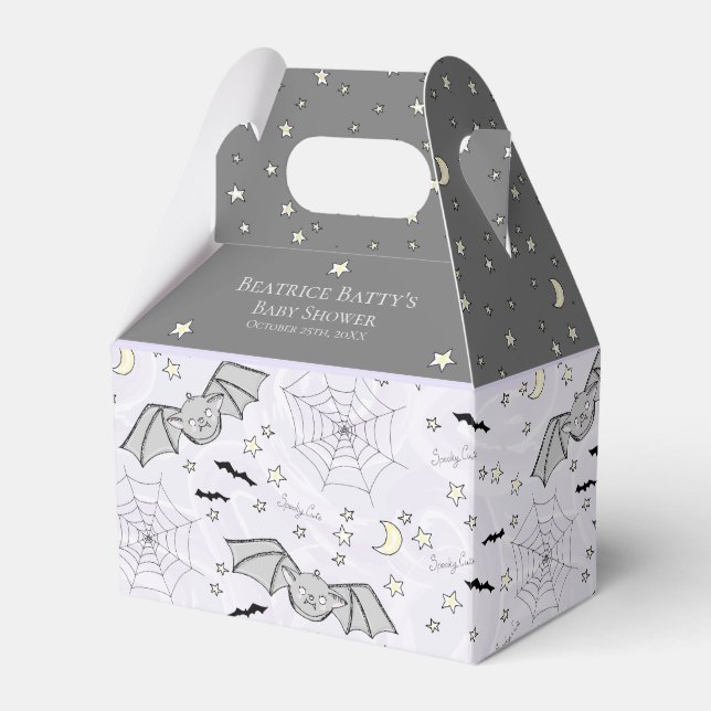 Cute Purple Baby Bats Halloween Favour Box (Front Side)
