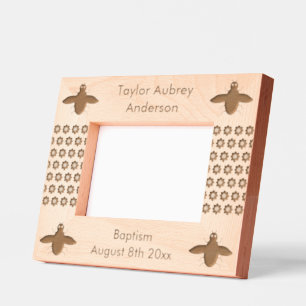 Cute Purple Baby Bee Gender Neutral Custom Baptism Etched Frames