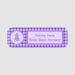 Cute Purple Baby Bee Gender Neutral Nursery Name Tag