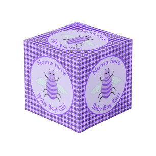 Cute Purple Baby Bee Gender Reveal Neutral Custom Cube