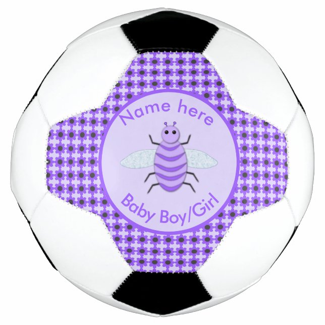 Cute Purple Baby Bee Gender Reveal Neutral Custom Football (Front)