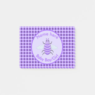 Cute Purple Baby Bee Gender Reveal Neutral Custom Post-it Notes