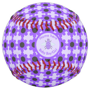Cute Purple Baby Bee Gender Reveal Neutral Custom Softball