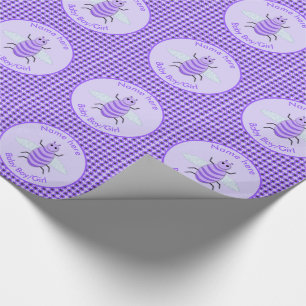 Cute Purple Baby Bee Gender Reveal Neutral Custom Wrapping Paper