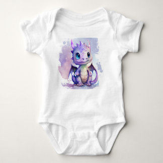 Cute Purple Baby Dragon Watercolor Bodysuit
