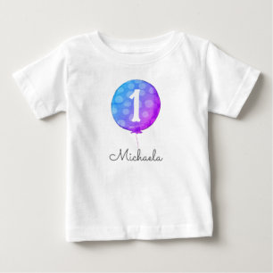Cute Purple Baby Girl Balloon 1st Birthday Toddler T-Shirt