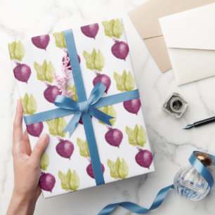 Cute Purple Beetroot Watercolor Vegan Wrapping Paper