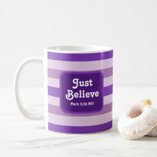 Cute Purple Believe Bible Verse Hope and Faith Coffee Mug