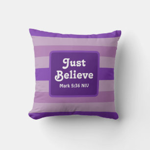 Cute Purple Believe Bible Verse Hope and Faith Cushion